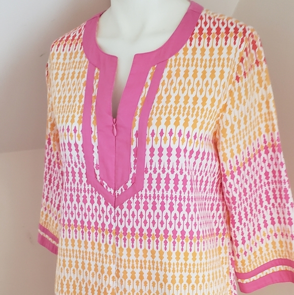 Charter Club Other - Charter Club Intimates Multicolor 3/4 Sleeve Split V-Neck 1/2 Zip Long Caftan XS